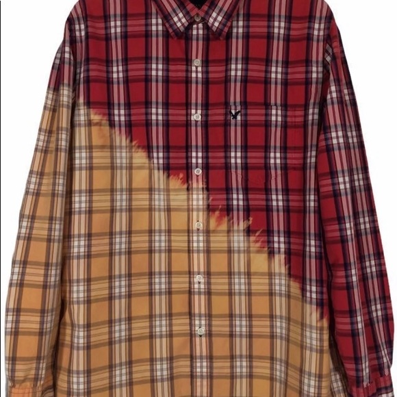 Hakuna Matata custom bleach dye plaid cotton shirt - Picture 6 of 8